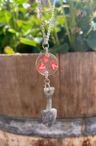 Strawberry Spade Resin Necklace