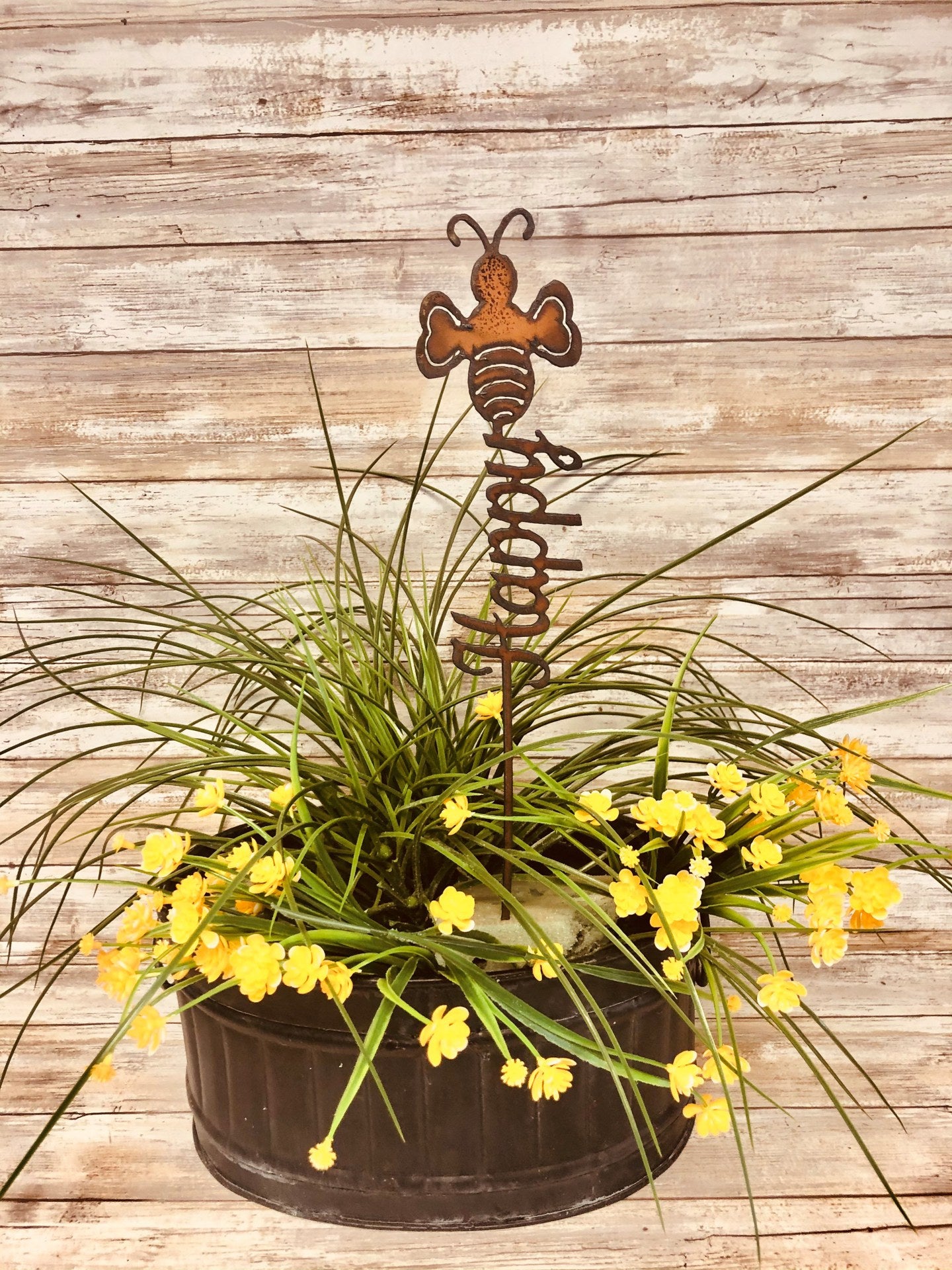 Bee Happy Iron Plant Stake